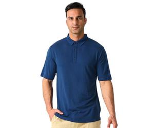 Merino Protect Polo de lana merino 100% para hombre, antiolor, manga corta, absorbe la humedad, capa base para viajes, Azul real profundo, Medium