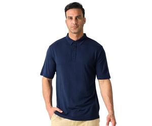 Merino Protect Polo de lana merino 100% para hombre, antiolor, manga corta, absorbe la humedad, capa base para viajes, marino, XX-Large