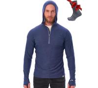 Merino.tech 100% Sudaderas Hombre con Capucha de Lana Merino | Absorbe sudor, capa media ligera para trekking y ocio. No pica, neutraliza olores