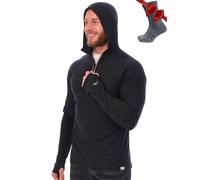 Merino.tech 100% Sudaderas Hombre con Capucha de Lana Merino - Camisa Termica Hombre Ideal para Montaña o Frío et Calcetines (Medium, 190 Gris Carbón)