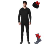 Merino.tech Conjunto Lana Merino Hombre - Camisa y Pantalon Termica Lana Merino con Calcetines + Gorro (Medium, Charcoal Grey)