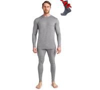 Merino.tech Conjunto Lana Merino Hombre - Camisa y Pantalon Termica Lana Merino con Calcetines Ligeros (X-Large, Lite 165 Heathered Grey)