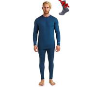 Merino.tech Conjunto Lana Merino Hombre - Camisa y Pantalon Termica Lana Merino con Calcetines Ligeros (X-Large, 165 Lite Denim Blue)