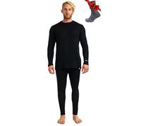Merino.tech Conjunto Lana Merino Hombre - Camisa y Pantalon Termica Lana Merino con Calcetines Ligeros (X-Large, 165 Lite Black)