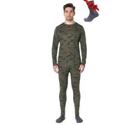 Merino.tech Conjunto Lana Merino Hombre - Camisa y Pantalon Termica Lana Merino con Calcetines Medios (Medium, 250 Camo)