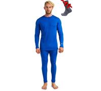 Merino.tech Conjunto Lana Merino Hombre - Camisa y Pantalon Termica Lana Merino con Calcetines Medios (Medium, 250 Cobalt Blue)