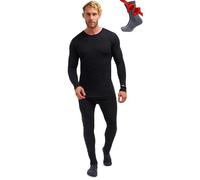 Merino.tech Conjunto Lana Merino Hombre - Camisa y Pantalon Termica Lana Merino con Calcetines Medios (Large, 250 Charcoal Grey)