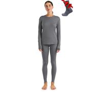 Merino.tech Conjunto Lana Merino Mujer - 100% Termica Lana Merino Camisa y Pantalon Ligero con Calcetines (X-Small, 165 Lite Grey)