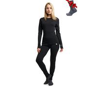 Merino.tech Conjunto Lana Merino Mujer - 100% Termica Lana Merino Camisa y Pantalon Ligero con Calcetines (Small, 165 Lite Charcoal)