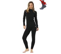 Merino.tech Conjunto Lana Merino Mujer - 100% Termica Lana Merino Camisa y Pantalon Pesado con Calcetine (Large, 250 Charcoal Grey Zip-up Set)