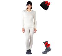 Merino.tech Conjunto Lana Merino Mujer - 100% Termica Lana Merino Camisa y Pantalon Pesado con Calcetine (X-Large, Natural Merinos)