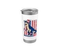 Merisaurusrex T Rex Dinosaur American Patriotic 4th Of July Vaso térmico de acero inoxidable de doble pared