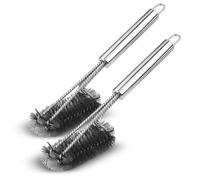 Meritaipolw Cepillo Barbacoa de Acero Inoxidable, Cepillo para Parrilla, Grillreinigungsbürste, Accesorios Barbacoa, Apto para Barbacoas de Gas, Carbón y Eléctricas (2 Piezas)