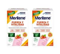 Meritene Fuerza y Vitalidad - Alimento en Polvo - Batido de Proteínas Vitaminas y Minerales -Fresa -Refuerzo del Sistema Inmunitario 2 packs