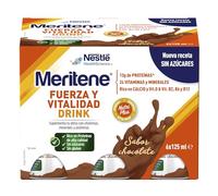 Meritene | Fuerza y Vitalidad | Suplemento Alimenticio | Listo para Tomar | Batido con Proteínas Vitaminas y Minerales | Sabor Chocolate | Refuerzo del Sistema Inmunitario | 6 Unidades | 125 ml