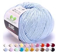 MeriWoolArt® Celeste Hilo de Algodón para Tejer y Crochet, Textil, Lana Bebé para Manualidades, Ropa Bebé, Amigurumi, Mantas, Suéteres, Gorros y Accesorios