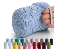 MeriWoolArt Cinta de hilo azul 10 mm para camiseta, hilo tejer macramé ganchillo, 150 m (azul bebé)