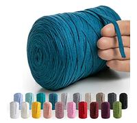 MeriWoolArt® Cinta Hilo Textil Natural 10 mm 150 m, Hilo para Artesanías de Macramé, Punto, Colgante de Pared de Macramé Atrapasueños DIY, Hilos ganchillo de tela, Hilo de Algodón Reciclado y Viscosa