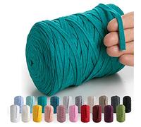 MeriWoolArt® Cinta Hilo Textil Natural 10 mm 150 m, Hilo para Artesanías de Macramé, Punto, Colgante de Pared de Macramé Atrapasueños DIY, Hilos ganchillo de tela, Hilo de Algodón Reciclado y Viscosa