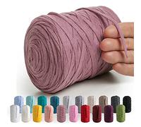 MeriWoolArt® Cinta Hilo Textil Natural 10 mm 150 m, Hilo para Artesanías de Macramé, Punto, Colgante de Pared de Macramé Atrapasueños DIY, Hilos ganchillo de tela, Hilo de Algodón Reciclado y Viscosa