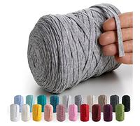 MeriWoolArt® Cinta Hilo Textil Natural 10 mm 150 m, Hilo para Artesanías de Macramé, Punto, Colgante de Pared de Macramé Atrapasueños DIY, Hilos ganchillo de tela, Hilo de Algodón Reciclado y Viscosa