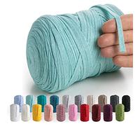 MeriWoolArt® Cinta Textil Natural 10 mm 150 m, Hilo para Artesanías de Macramé, Punto, Colgante de Pared, Atrapasueños DIY, Ganchillo de Tela, Algodón Reciclado y Viscosa