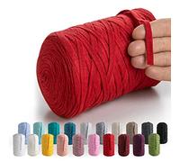 MeriWoolArt® Cinta Textil Natural 10 mm 150 m, Hilo para Artesanías de Macramé, Punto, Colgante de Pared, Atrapasueños DIY, Ganchillo de Tela, Algodón Reciclado y Viscosa