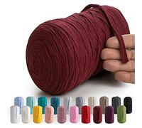 MeriWoolArt® Cinta Textil Natural 10 mm 150 m, Hilo para Artesanías de Macramé, Punto, Colgante de Pared, Atrapasueños DIY, Ganchillo de Tela, Algodón Reciclado y Viscosa