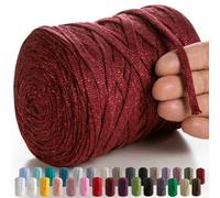 MeriWoolArt® Cordón de Macramé 10mm - 125m de Hilo de Algodón Metálico de Lurex - Tejido de Macramé de Pared DIY Dreamcatcher