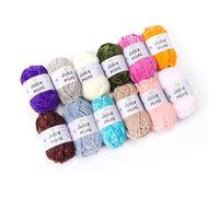 MeriWoolArt Dolce Mini Chenille Hilo Set 12 Colores Multicolor Set D - 12 x 30 g (360 g) de hilo de felpa 100% poliéster Super Bulky para ganchillo y tejer para amigurumi, peluches y bricolaje