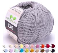 MeriWoolArt® Gris Oscuro Hilo de Algodón para Tejer y Crochet, Textil, Lana Bebé para Manualidades, Ropa Bebé, Amigurumi, Mantas, Suéteres, Gorros y Accesorios