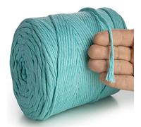 MeriWoolArt Hilo de macramé azul - Hilo de macramé de 4 mm de color, 225 m - Hilo de algodón supersuave, hilo de macramé trenzado simple para macramé, colgante de pared, para colgar en la pared, para