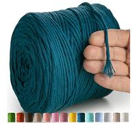 MeriWoolArt Hilo de macramé azul - Hilo de macramé de 4 mm de color, 225 m - Hilo de algodón supersuave, hilo de macramé trenzado simple para macramé, colgante de pared, para colgar en la pared, para