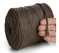 MeriWoolArt Hilo de macramé marrón - Hilo de macramé de 4 mm de color, 225 m - Hilo de algodón supersuave, hilo de macramé trenzado simple para macramé, colgante de pared, para colgar en la pared