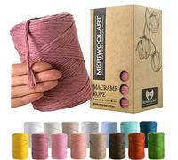 MeriWoolArt® Hilo de macramé premium de color violeta, hilo de algodón de macramé de 3 mm x 200 m, hilo muy suave, hilo de macramé trenzado simple, 100 % algodón para manualidades, decoración bohemia