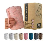 MeriWoolArt Hilo macramé 3mm Rosa, 200m Natural Cuerda de macramé de Colores, 96% Cuerda de macramé Suave Hilo de algodón Reciclado, Cordón Cuerda algodón Torcido, Manualidades de macramé