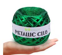 MeriWoolArt® Hilo Metálico Premium para Camisetas, 100% Poliéster de Calidad, Aspecto de Cuero para Tejer, Textil de 6-8 mm x 55 m para Bolsos, Monederos y Accesorios