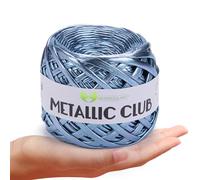 MeriWoolArt® Hilo Metálico Premium para Camisetas, 100% Poliéster de Calidad, Aspecto de Cuero para Tejer, Textil de 6-8 mm x 55 m para Bolsos, Monederos y Accesorios