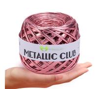 MeriWoolArt® Hilo Metálico Premium para Camisetas, 100% Poliéster de Calidad, Hilo de Aspecto de Cuero para Tejer, Hilo de Textil de 6-8 mm x 55 m para Bolsos, Monederos,Hilo para Accesorios