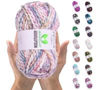 MeriWoolArt Lana Merina para Tejer - 75 m Multicolor Gruesa y Suave para Suéteres y Chaquetas - XXL Lana para Tejer a Mano - Voluminosa DIY para Bufandas, Mantas, Chales