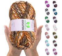 MeriWoolArt Lana Merina para Tejer - 75 m Multicolor Gruesa y Suave para Suéteres y Chaquetas - XXL Lana para Tejer a Mano - Voluminosa DIY para Bufandas, Mantas, Chales