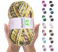 MeriWoolArt Lana Merina para Tejer - 75 m Multicolor Gruesa y Suave para Suéteres y Chaquetas - XXL Lana para Tejer a Mano - Voluminosa DIY para Bufandas, Mantas, Chales