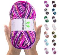 MeriWoolArt Lana Merina para Tejer - 75 m Multicolor Gruesa y Suave para Suéteres y Chaquetas - XXL Lana para Tejer a Mano - Voluminosa DIY para Bufandas, Mantas, Chales