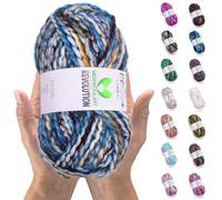 MeriWoolArt Lana Merina para Tejer - 75 m Multicolor Gruesa y Suave para Suéteres y Chaquetas - XXL Lana para Tejer a Mano - Voluminosa DIY para Bufandas, Mantas, Chales