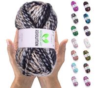 MeriWoolArt Lana Merina para Tejer - 75 m Multicolor Gruesa y Suave para Suéteres y Chaquetas - XXL Lana para Tejer a Mano - Voluminosa DIY para Bufandas, Mantas, Chales