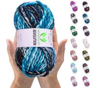MeriWoolArt Lana Merina para Tejer - 75 m Multicolor Gruesa y Suave para Suéteres y Chaquetas - XXL Lana para Tejer a Mano - Voluminosa DIY para Bufandas, Mantas, Chales