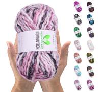 MeriWoolArt Lana Merina para Tejer - 75 m Multicolor Lana Merina Gruesa y Suave para Tejer Suéteres y Chaquetas - XXL Lana para Tejer a Mano - Lana Voluminosa DIY para Bufandas, Mantas, Chales