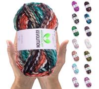 MeriWoolArt Lana Merina para Tejer - 75 m Multicolor Lana Merina Gruesa y Suave para Tejer Suéteres y Chaquetas - XXL Lana para Tejer a Mano - Lana Voluminosa DIY para Bufandas, Mantas, Chales