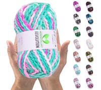 MeriWoolArt Lana Merina para Tejer - 75 m Multicolor Lana Merina Gruesa y Suave para Tejer Suéteres y Chaquetas - XXL Lana para Tejer a Mano - Lana Voluminosa DIY para Bufandas, Mantas, Chales