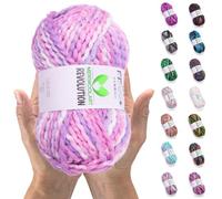 MeriWoolArt Lana Merina para Tejer - 75 m Multicolor Lana Merina Gruesa y Suave para Tejer Suéteres y Chaquetas - XXL Lana para Tejer a Mano - Lana Voluminosa DIY para Bufandas, Mantas, Chales